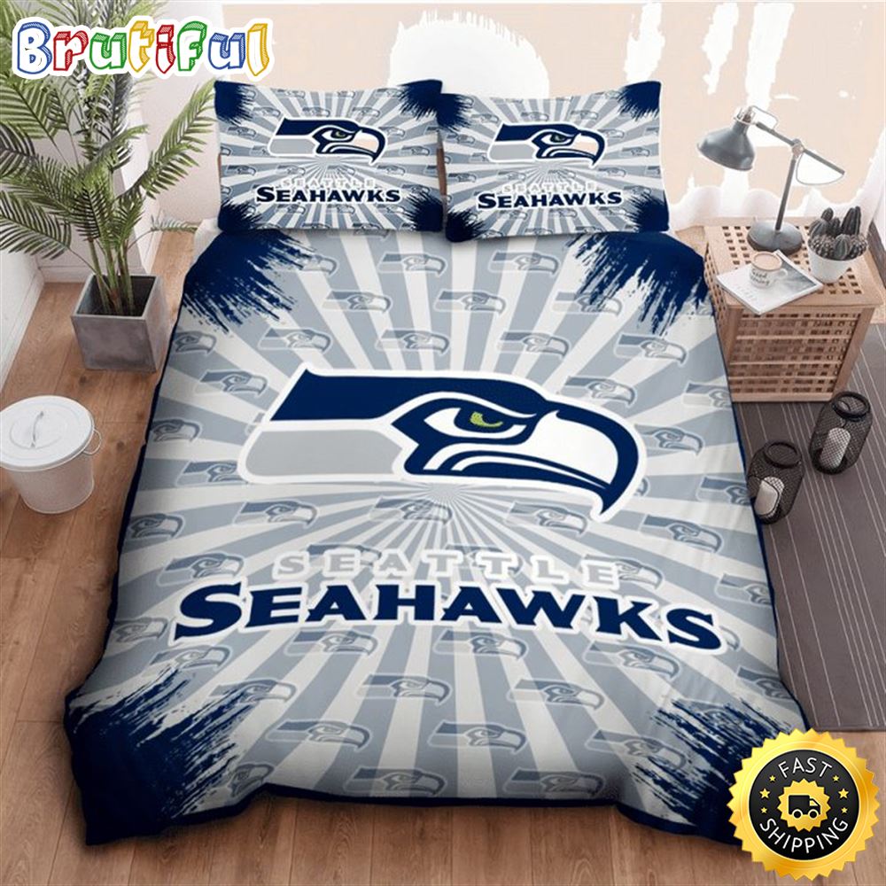 NFL Seattle Seahawks Grey Navy Bedding Set