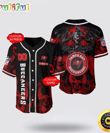 NFL Tampa Bay Buccaneers Baseball Jersey 3D Personalized Skull Customization Options Available