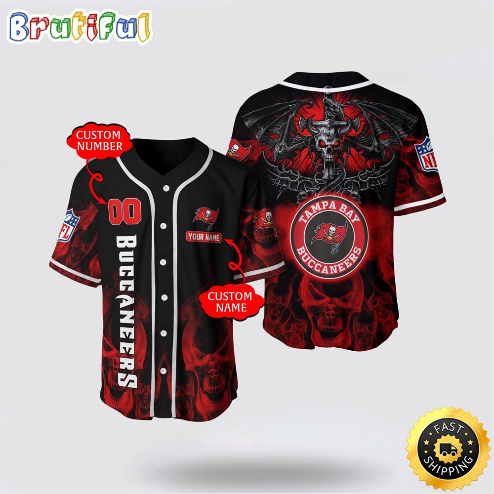 NFL Tampa Bay Buccaneers Baseball Jersey 3D Personalized Skull Customization Options Available