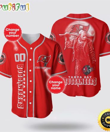NFL Tampa Bay Buccaneers Baseball Jersey 3D Personalized Skull Score Big With Team Spirit