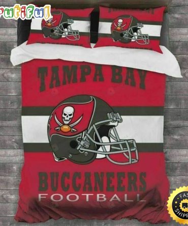 NFL Tampa Bay Buccaneers Helmet Red White Bedding Set