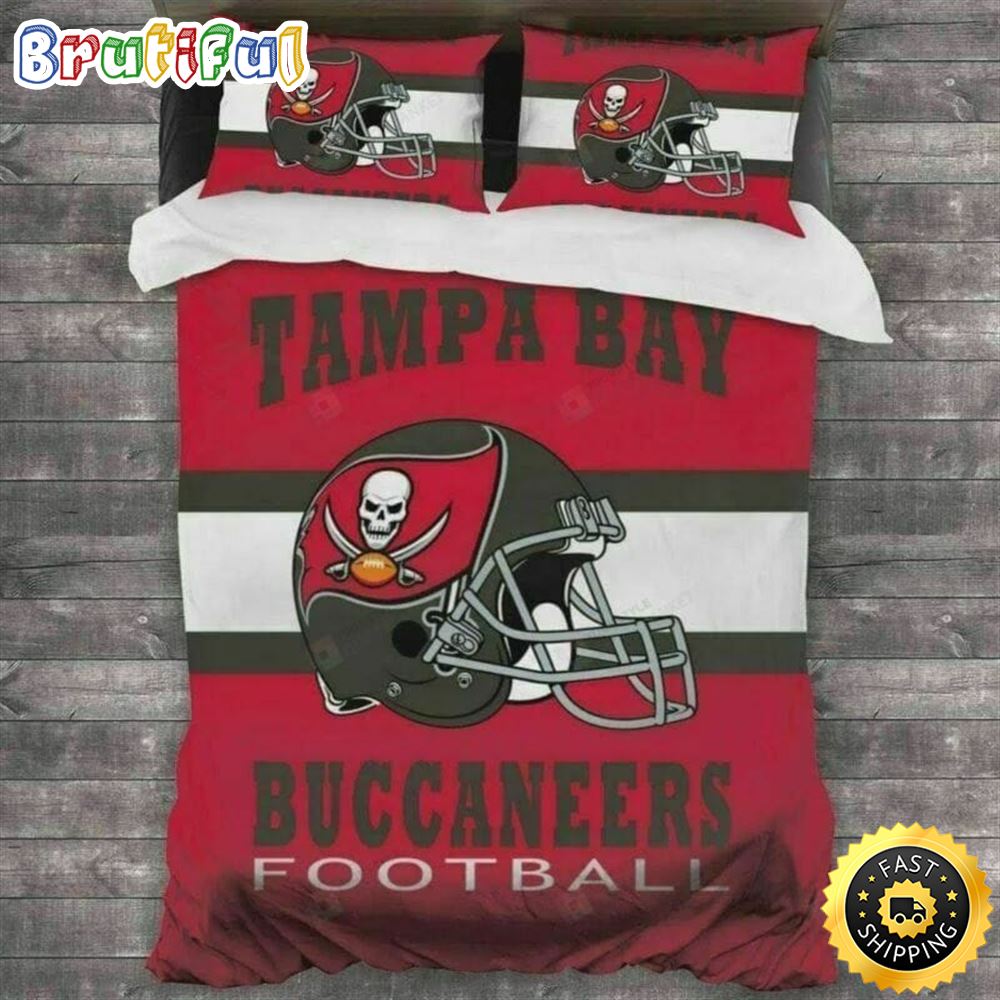 NFL Tampa Bay Buccaneers Helmet Red White Bedding Set