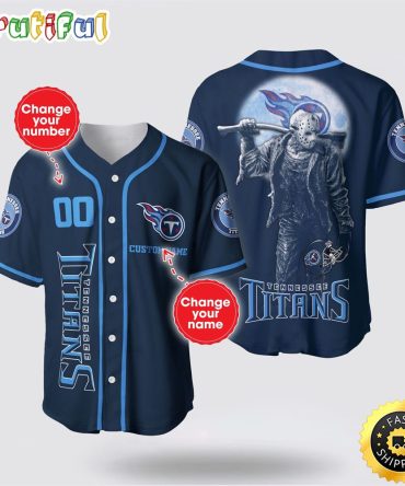 NFL Tennessee Titans Baseball Jersey 3D Personalized Skull Score Big With Team Spirit