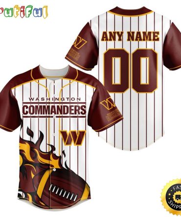 NFL Washington Commanders Baseball Jersey 3D Personalized Customization Options Available