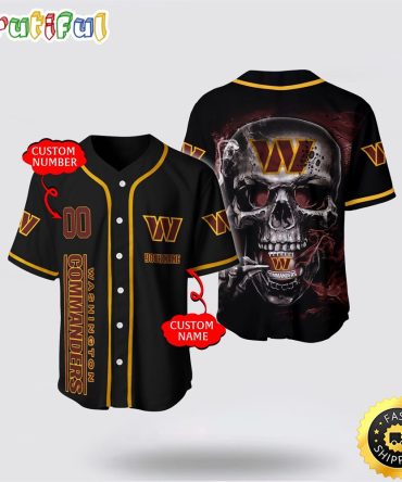 NFL Washington Commanders Baseball Jersey 3D Personalized Skull Embrace Fashion And Team Spirit