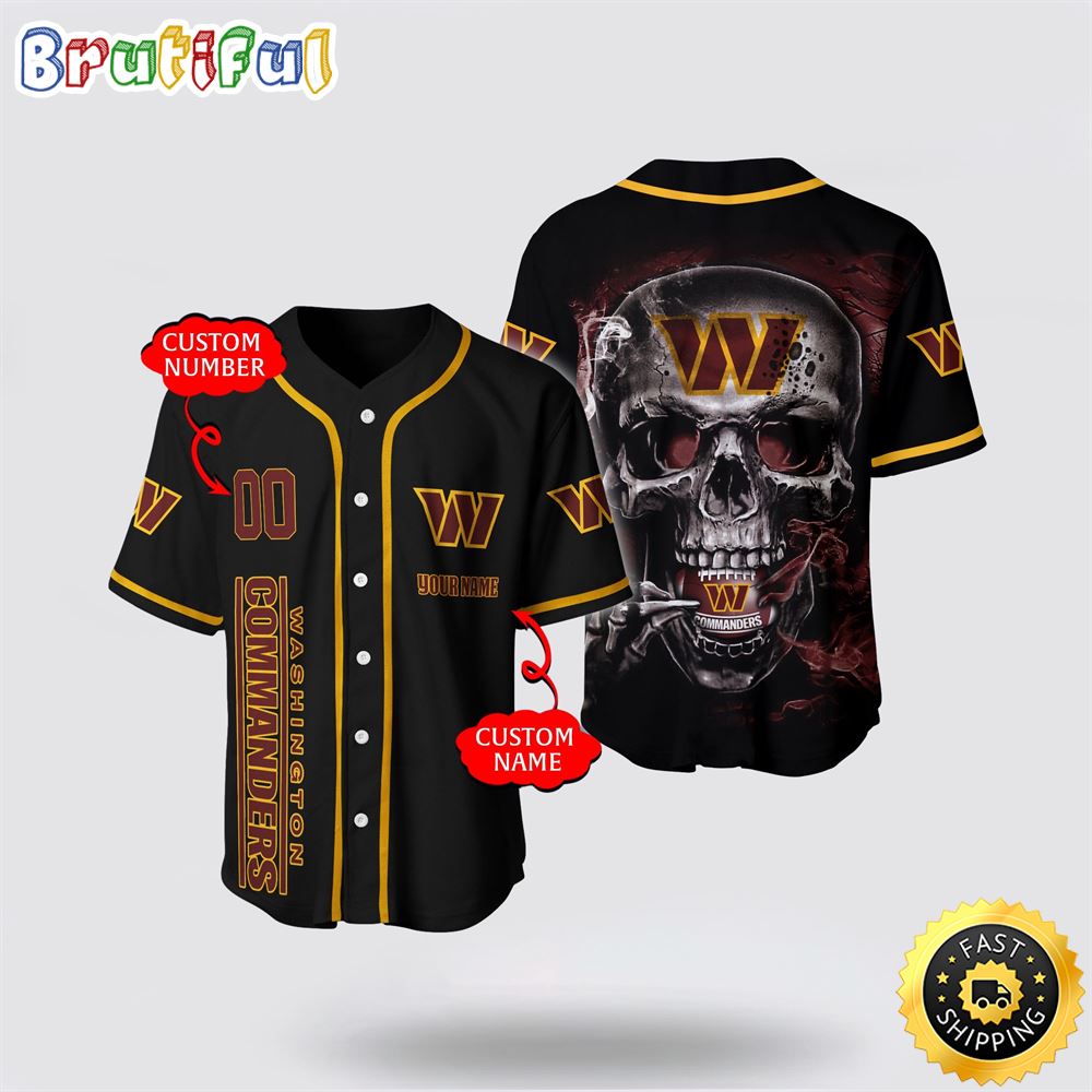 NFL Washington Commanders Baseball Jersey 3D Personalized Skull Embrace Fashion And Team Spirit
