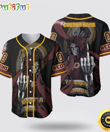 NFL Washington Commanders Baseball Jersey 3D Personalized Skull Gear Up For Game Day