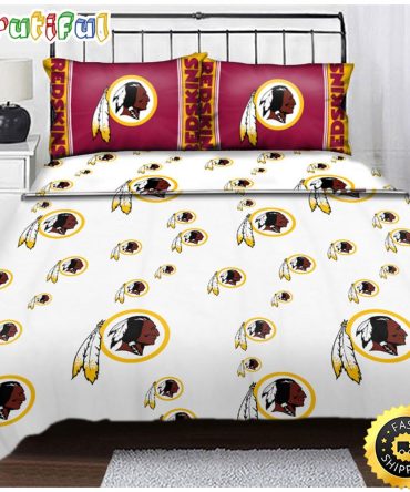 NFL Washington Redskins Multi Logo White Brown Bedding Set