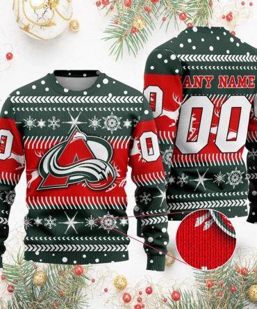 NHL Colorado Avalanche Personalized Name &amp; Number Ugly Christmas Sweater, NHL Christmas Sweater