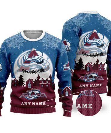 NHL Colorado Avalanche Personalized Name Ugly Christmas Sweater, NHL Christmas Sweater