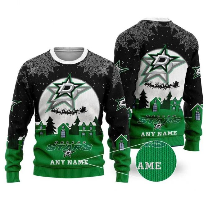 NHL Dallas Stars Personalized Name Ugly Christmas Sweater, NHL Christmas Sweater