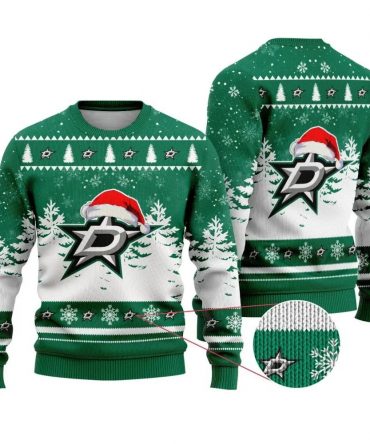 NHL Dallas Stars Santa Hat Ugly Christmas Sweater, NHL Christmas Sweater