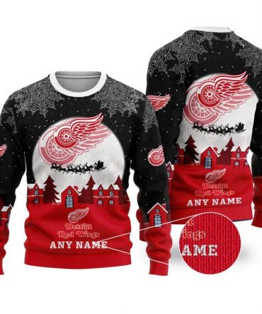 NHL Detroit Red Wings Personalized Name Ugly Christmas Sweater, NHL Christmas Sweater