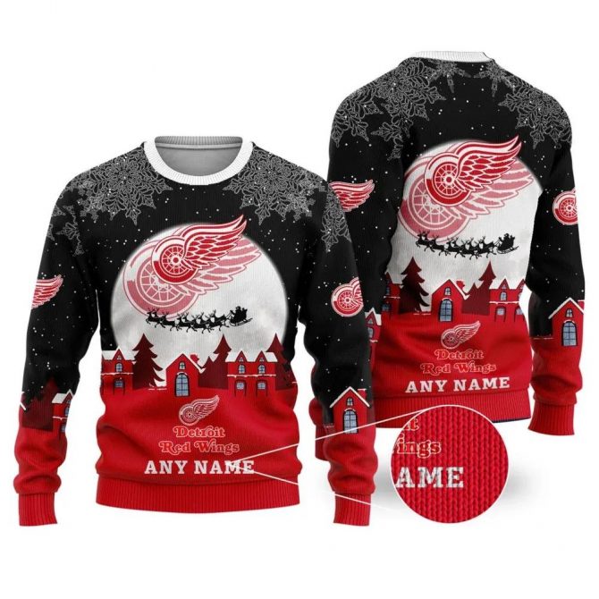 NHL Detroit Red Wings Personalized Name Ugly Christmas Sweater, NHL Christmas Sweater