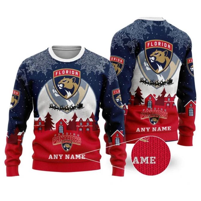 NHL Florida Panthers Personalized Name Ugly Christmas Sweater, NHL Christmas Sweater