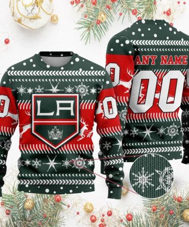 NHL Los Angeles Kings Personalized Name &amp; Number Ugly Christmas Sweater, NHL Christmas Sweater