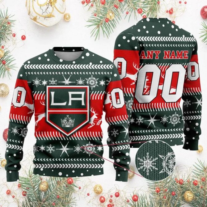NHL Los Angeles Kings Personalized Name &amp; Number Ugly Christmas Sweater, NHL Christmas Sweater