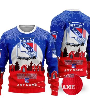 NHL New York Rangers Personalized Name Ugly Christmas Sweater, NHL Christmas Sweater