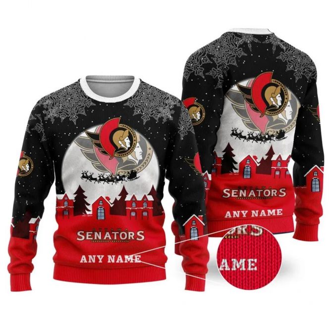 NHL Ottawa Senators Personalized Name Ugly Christmas Sweater, NHL Christmas Sweater