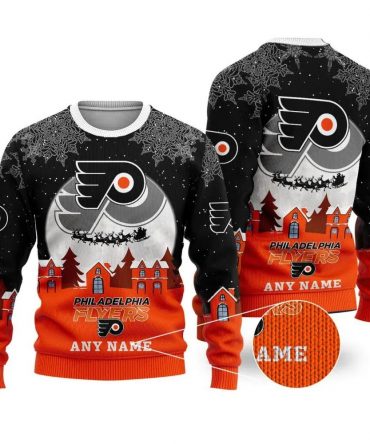 NHL Philadelphia Flyers Personalized Name Ugly Christmas Sweater, NHL Christmas Sweater