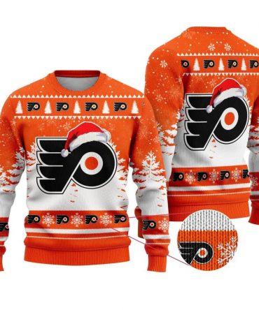 NHL Philadelphia Flyers Santa Hat Ugly Christmas Sweater, NHL Christmas Sweater