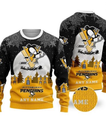 NHL Pittsburgh Penguins Personalized Name Ugly Christmas Sweater, NHL Christmas Sweater