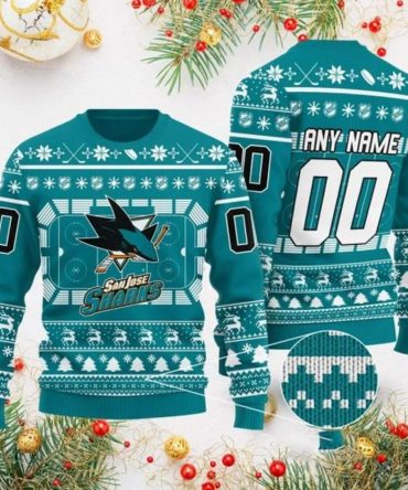 NHL San Jose Sharks Custom Ugly Christmas Sweater, NHL Christmas Sweater