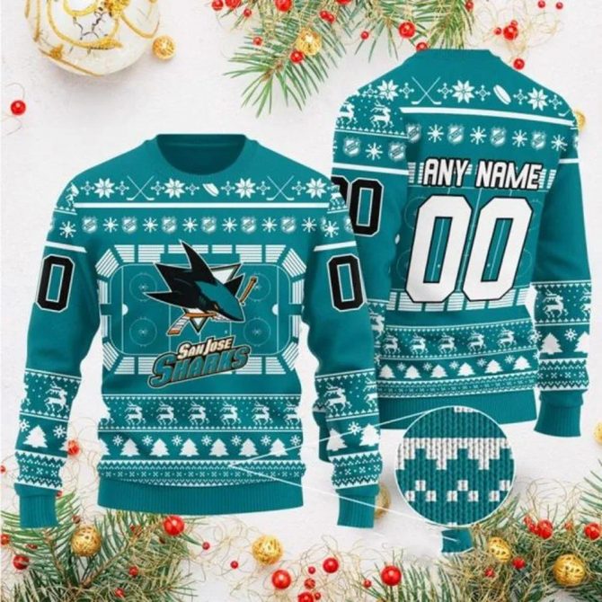 NHL San Jose Sharks Custom Ugly Christmas Sweater, NHL Christmas Sweater