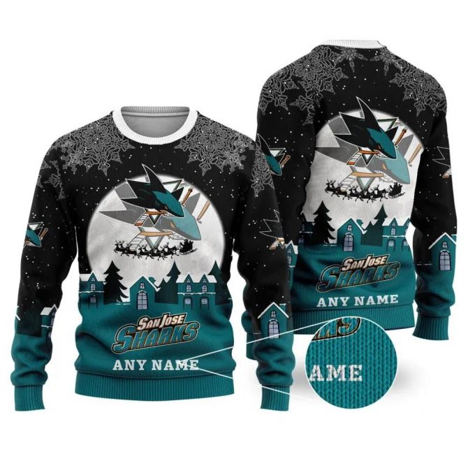 NHL San Jose Sharks Personalized Name Ugly Christmas Sweater, NHL Christmas Sweater