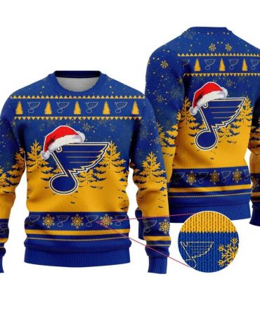 NHL St. Louis Blues Santa Hat Ugly Christmas Sweater, NHL Christmas Sweater