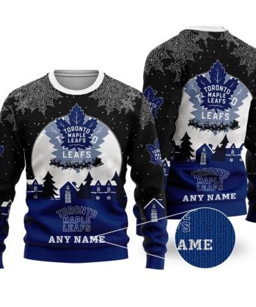 NHL Toronto Maple Leafs Personalized Name Ugly Christmas Sweater, NHL Christmas Sweater