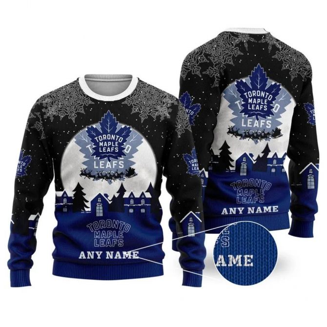 NHL Toronto Maple Leafs Personalized Name Ugly Christmas Sweater, NHL Christmas Sweater