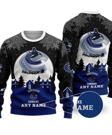 NHL Vancouver Canucks Personalized Name Ugly Christmas Sweater, NHL Christmas Sweater