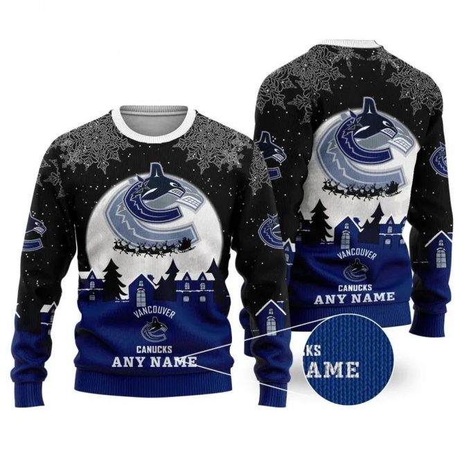 NHL Vancouver Canucks Personalized Name Ugly Christmas Sweater, NHL Christmas Sweater