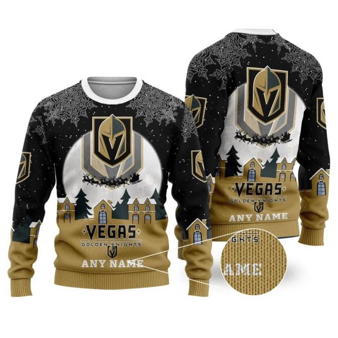NHL Vegas Golden Knights Personalized Name Ugly Christmas Sweater, NHL Christmas Sweater
