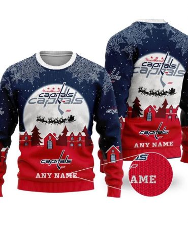 NHL Washington Capitals Personalized Name Ugly Christmas Sweater, NHL Christmas Sweater