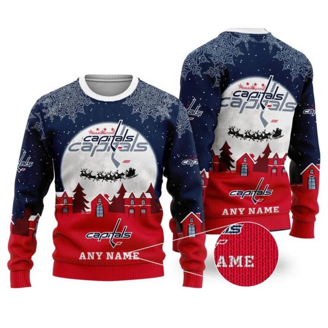 NHL Washington Capitals Personalized Name Ugly Christmas Sweater, NHL Christmas Sweater