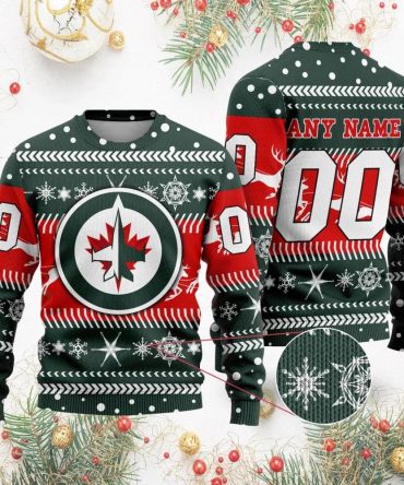 NHL Winnipeg Jets Personalized Name &amp; Number Ugly Christmas Sweater, NHL Christmas Sweater