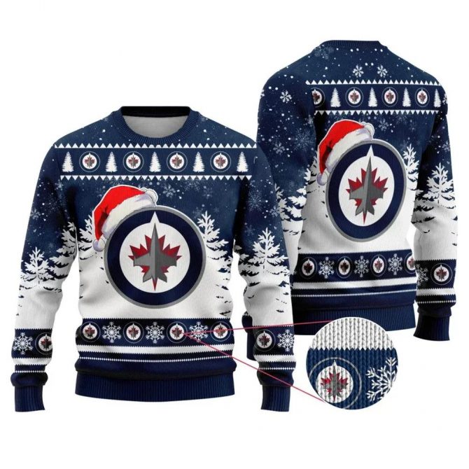 NHL Winnipeg Jets Santa Hat Ugly Christmas Sweater, NHL Christmas Sweater