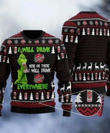 Narragansett Grinch Will Drink Everywhere Ugly Sweater, Grinch Holiday Sweater