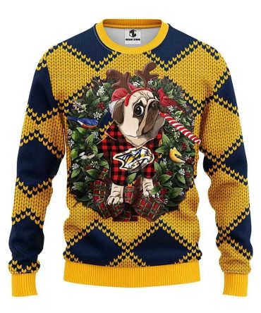 Nashville Predators Pub Dog Ugly Christmas Sweater, NHL Christmas Sweater