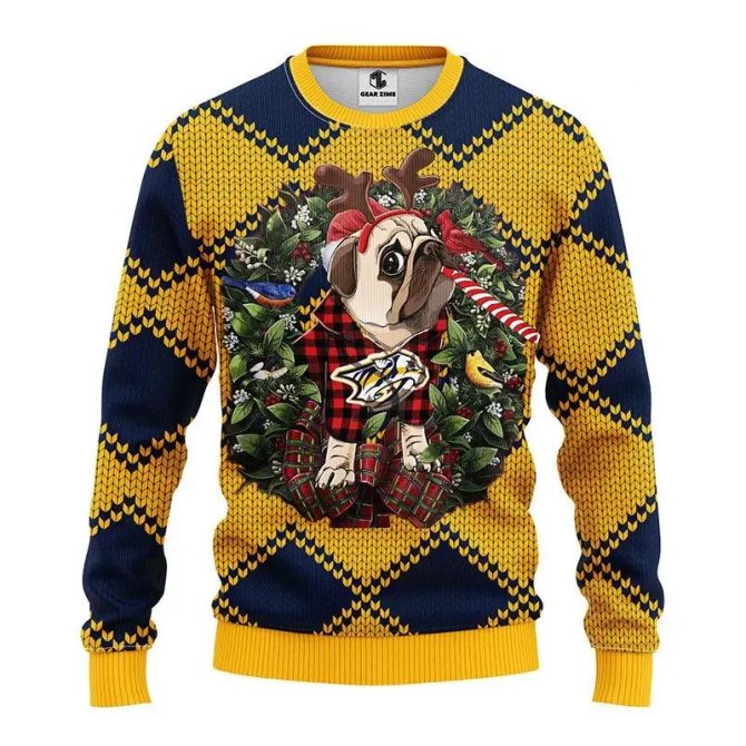 Nashville Predators Pub Dog Ugly Christmas Sweater, NHL Christmas Sweater