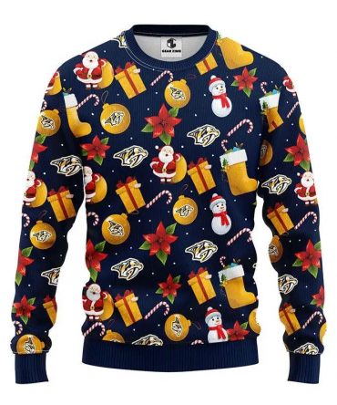 Nashville Predators Santa Claus Snowman Ugly Christmas Sweater, NHL Christmas Sweater