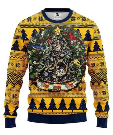 Nashville Predators Tree Ball Ugly Christmas Sweater, NHL Christmas Sweater