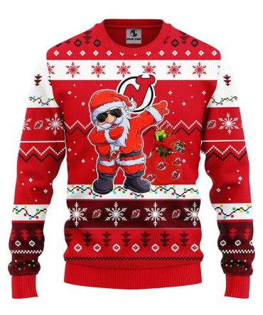 New Jersey Devils Dabbing Santa Claus Ugly Christmas Sweater, NHL Christmas Sweater