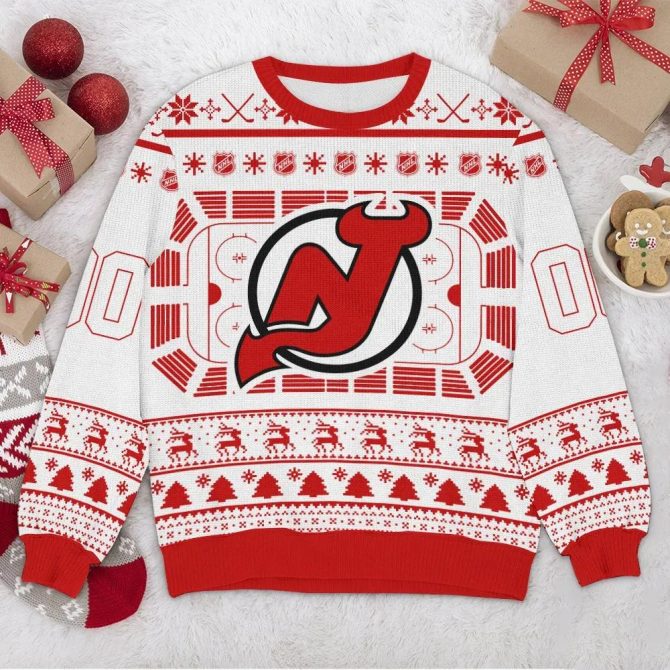 New Jersey Devils NHL Custom Ugly Christmas Sweater, NHL Christmas Sweater