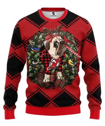 New Jersey Devils Pub Dog Ugly Christmas Sweater, NHL Christmas Sweater