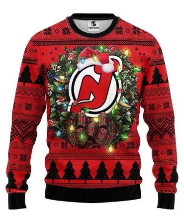 New Jersey Devils Santa Hat Ugly Christmas Sweater, NHL Christmas Sweater