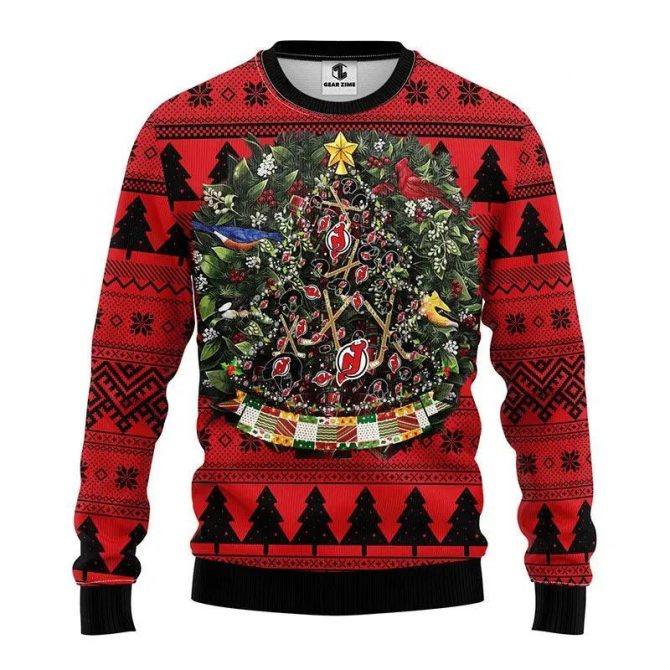 New Jersey Devils Tree Ball Ugly Christmas Sweater, NHL Christmas Sweater