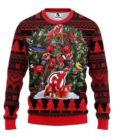New Jersey Devils Tree Christmas Ugly Sweater, NHL Christmas Sweater